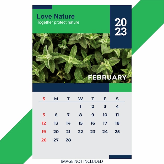 February 2023 calendar design template can be used for digital and print