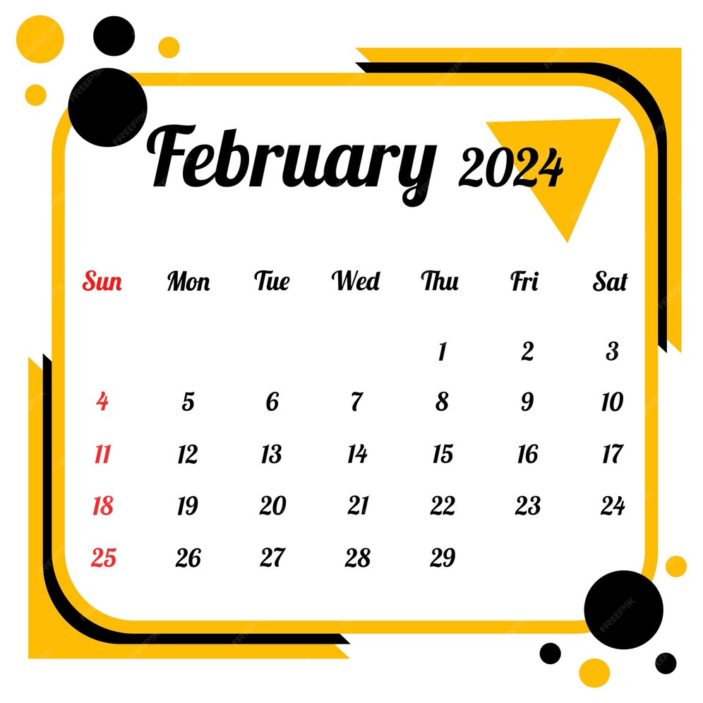 Premium Vector February 2024 Calendar