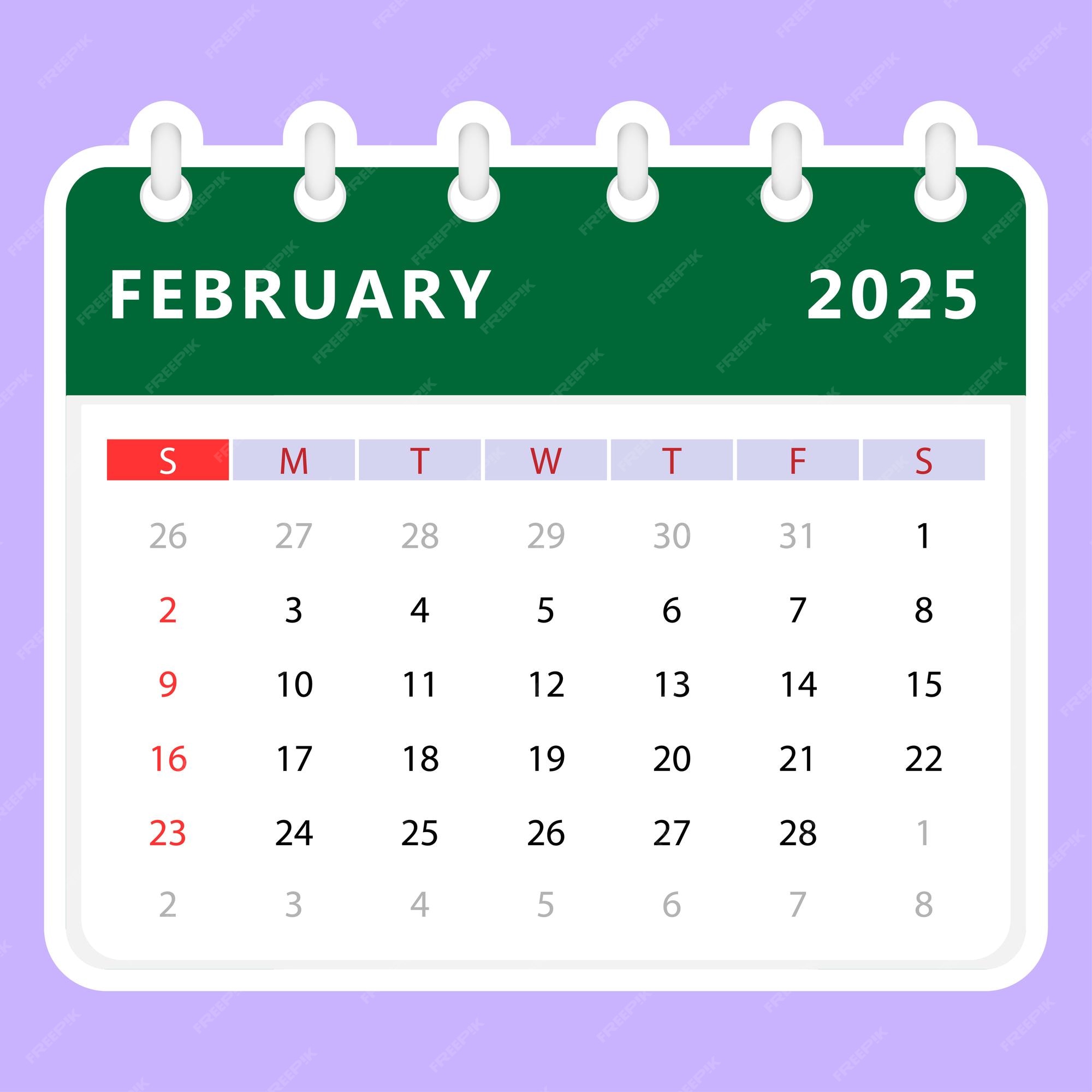 Premium Vector February 2025 calendar Sunday start Vector design