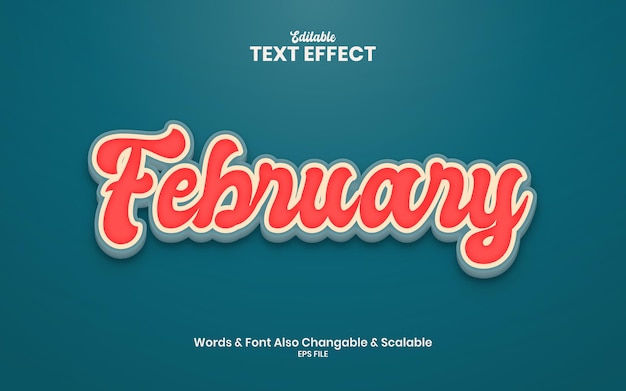 February 2nd month of year 3d style text effect