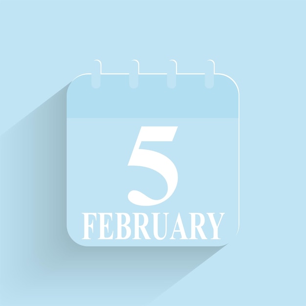 February 5 daily calendar icon date and time day month holiday flat designed vector illustration