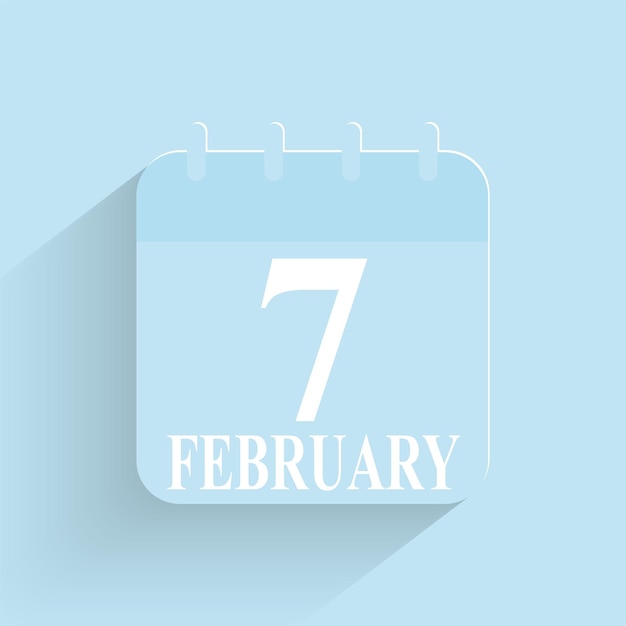 February 7 Daily Calendar Icon Date And Time Day Month Holiday Flat Designed Vector Illustration