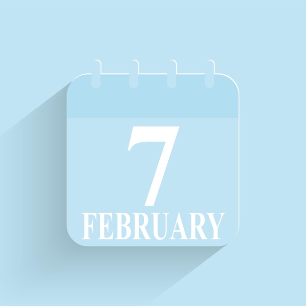 February 7 daily calendar icon date and time day month holiday flat designed vector illustration