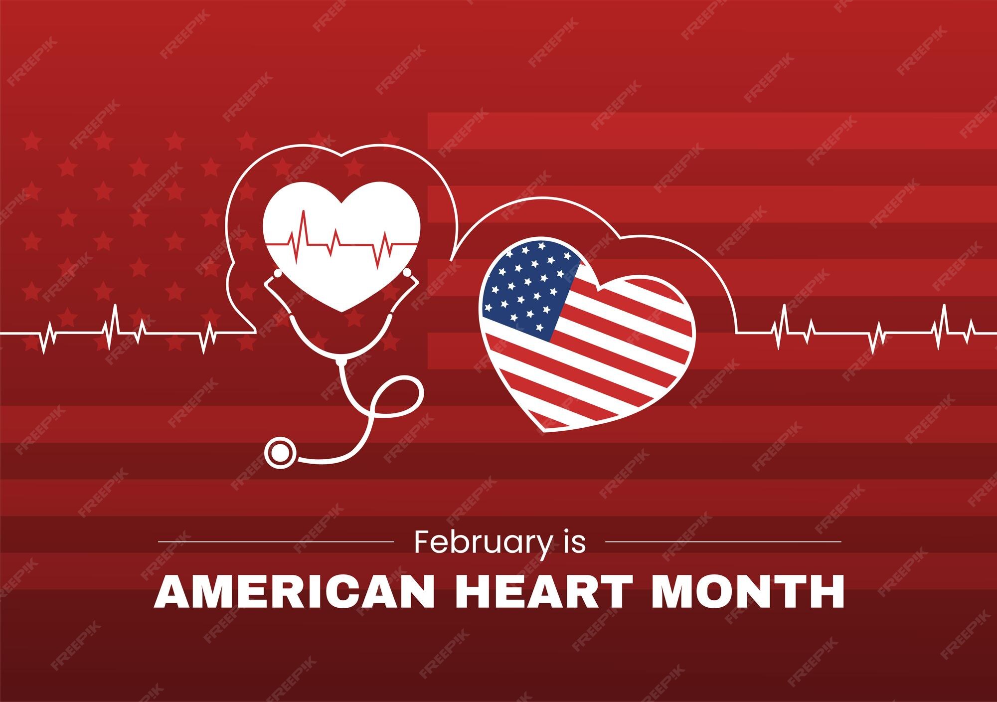 Premium Vector February is american heart month with a pulse for