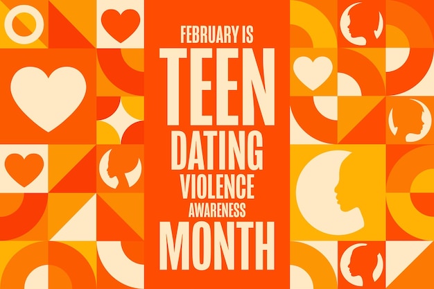 February is Teen Dating Violence Awareness Month Holiday concept Template for background banner card poster with text inscription Vector EPS10 illustration