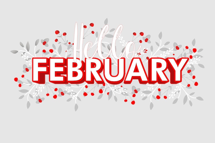 Vector february month welcome calendar poster walll art social media post