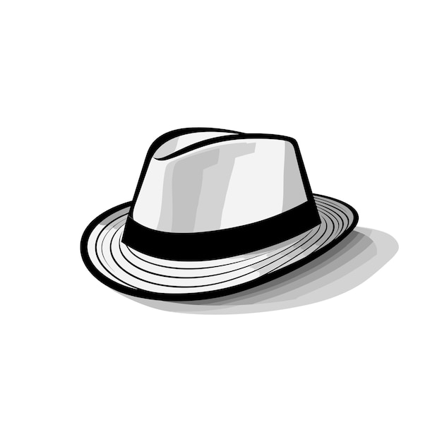 fedora hat black and white illustration