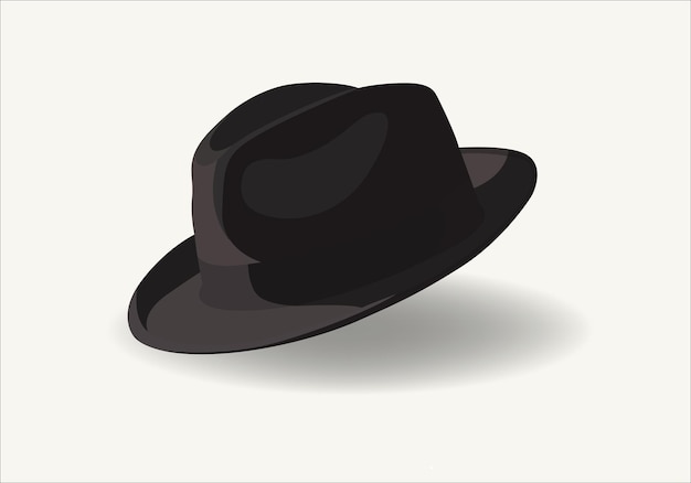 Vettore cappello fedora vista laterale tessuto in lana o feltro colore grigio scuro nero accessorio per testa unisex da uomo