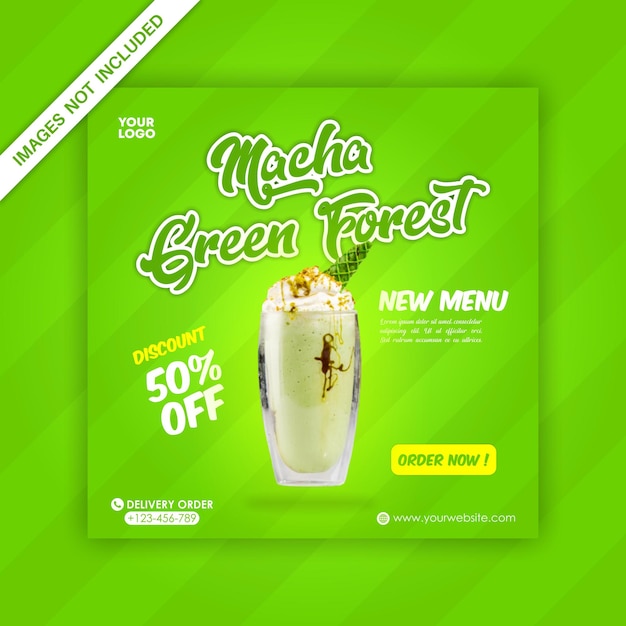 Vector feed ig discount promotion green drink macha