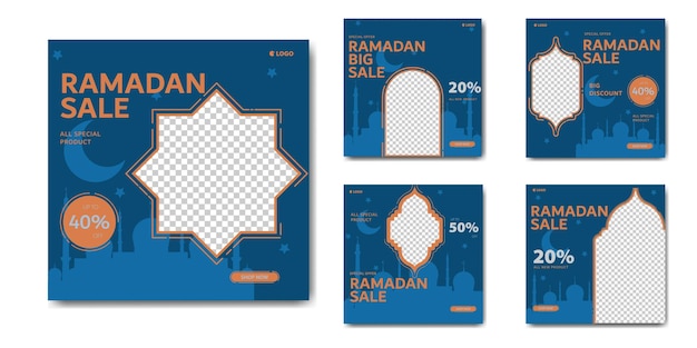 Il feed dell'annuncio dei banner del modello di post sui social media di vendita del ramadan