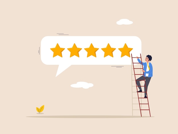 Feedback concept customer satisfaction 5 stars rating comment or giving product review