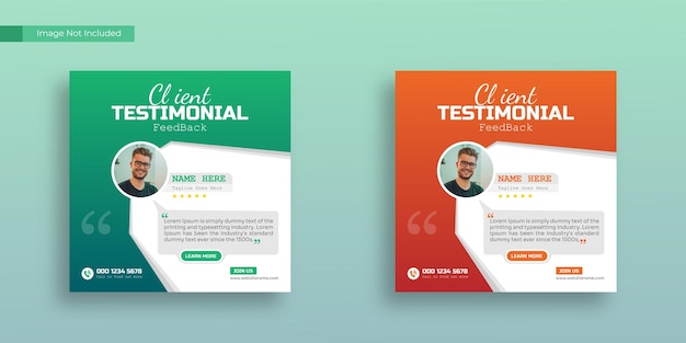 Vector feedback customer testimonial social media instagram post template