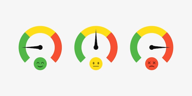 Vettore feedback emoji slider emoticon livello di soddisfazione scala rating smile emoji felici emozioni neutre