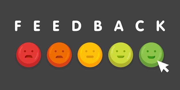 Feedback emoticon emoji smile icon buttons with mouse click vector illustration.