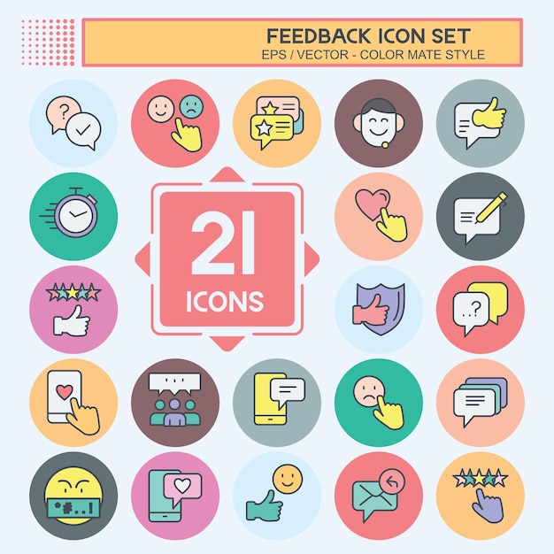 Feedback Icon Set suitable for Web Interface symbol color mate style simple design editable