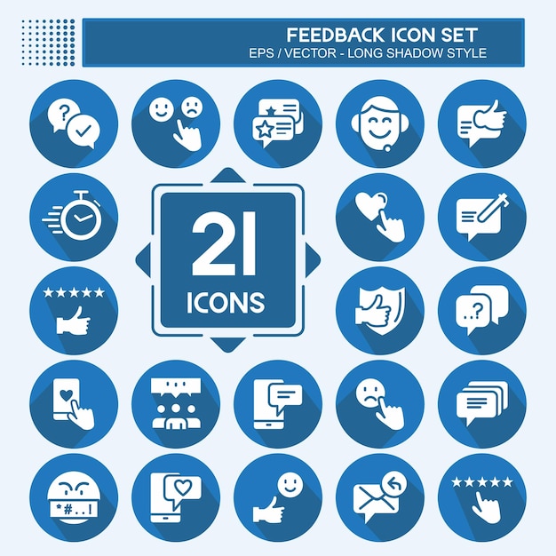 Feedback Icon Set suitable for Web Interface symbol long shadow style simple design editable