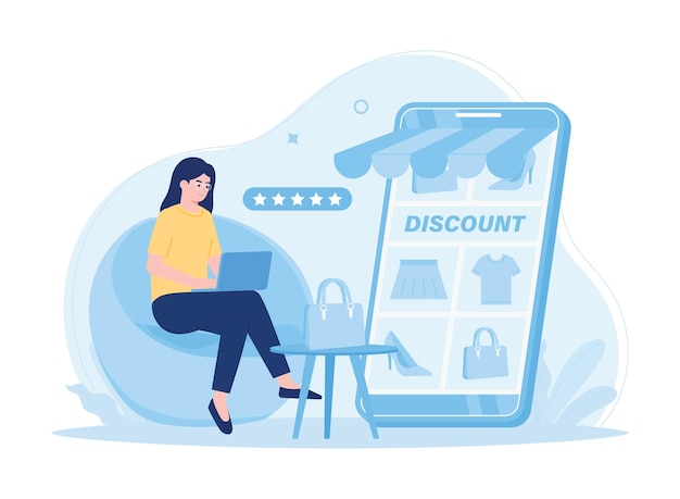 feedback online shopping concept flat illustration
