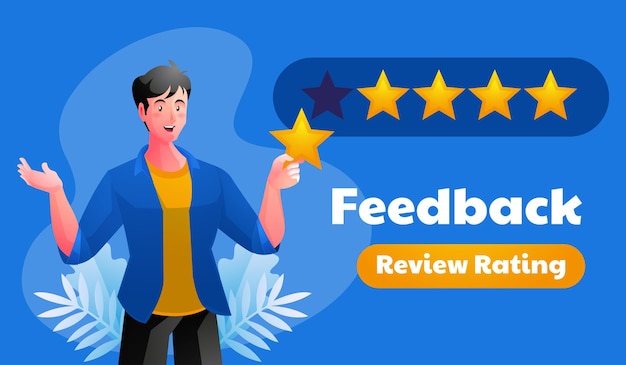 Illustrazione di valutazione di recensione di feedback