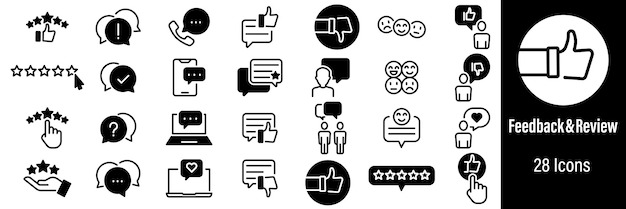 Feedback and Review Web Icons Customer Support Like Comment Vector in Line Style Icons