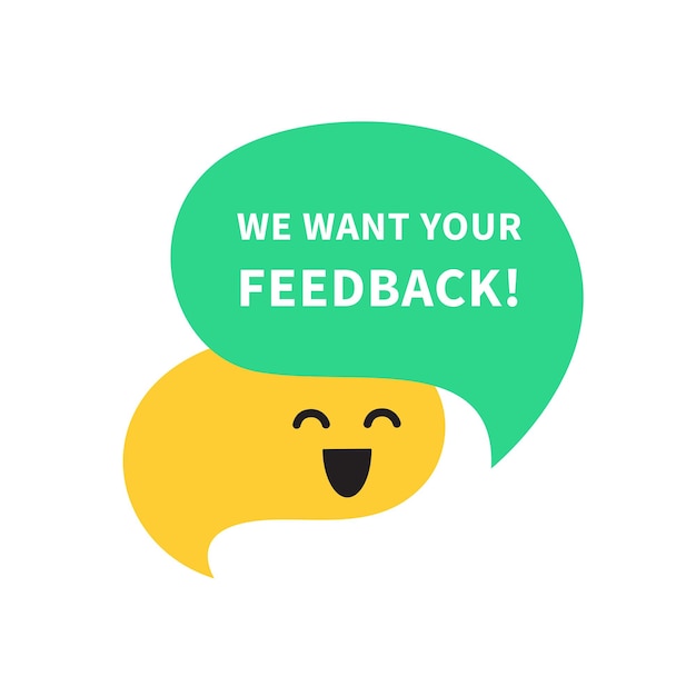 Feedback speech bubble concept banner for business, marketing and advertising isolated on white background