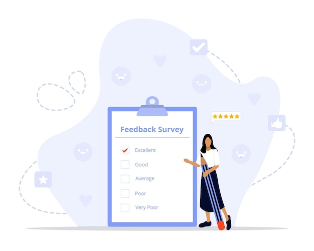 Vettore illustrazione del concetto di indagine di feedback