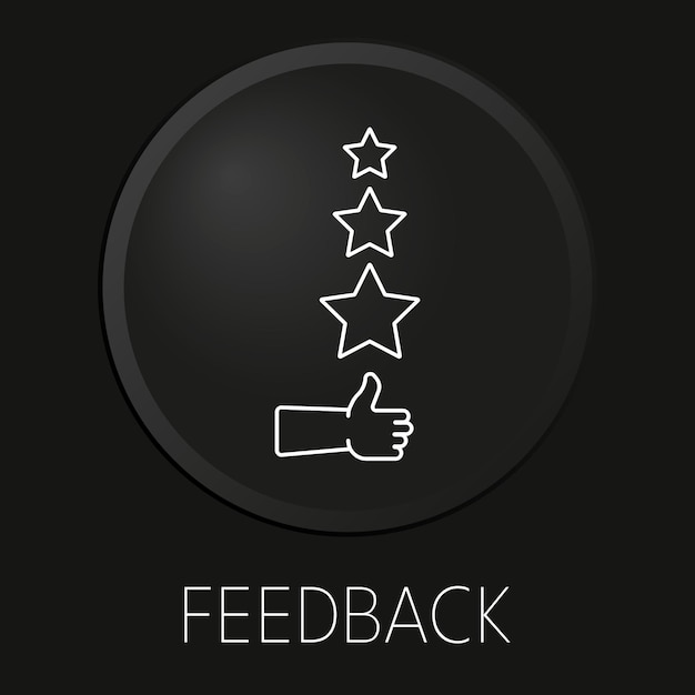 Feedback vector line icon on 3D button isolated on black background Premium Vector