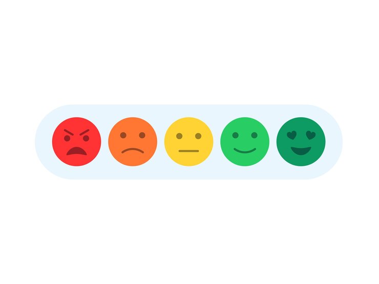 Vector feedback with funny flat style emoji emoticon smiley icons