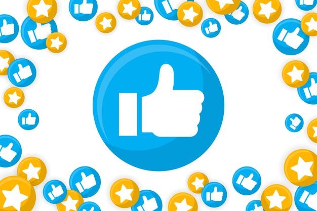 feedback with like hand and stars icon