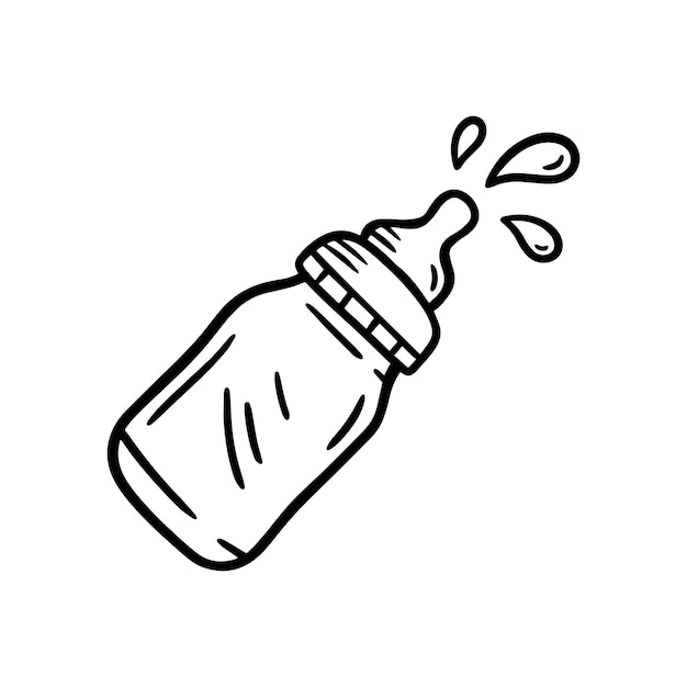 Feeder, milk bottle of baby pacifier doodle vector icon