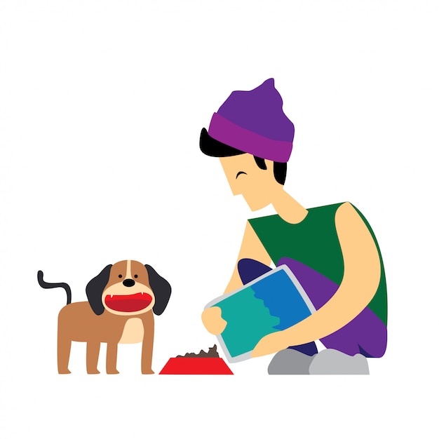Vettore illustrazione del cane di alimentazione