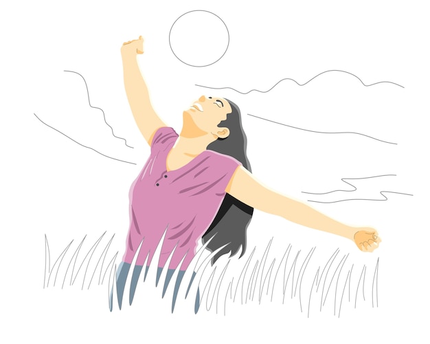 feeling free, relieve and satisfied concept