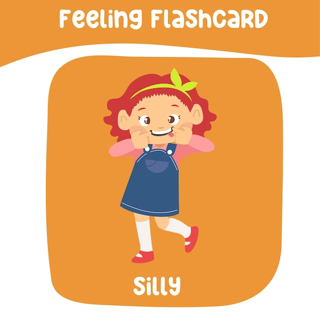 Vettore collezione di flashcard sui sentimenti collezione di flashcard sui sentimenti carini carte da gioco stampabili