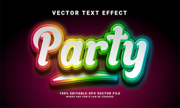 Feest 3D-teksteffect. Bewerkbaar tekststijleffect met licht thema, geschikt voor feestevenementen.