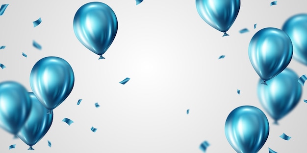 Feest achtergrond met prachtig gerangschikte blauwe ballonnen 3D Vector illustratie ontwerp