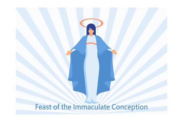 Feest van de Onbevlekte Ontvangenis vector Heilige Maagd Maria in de hemel icoon vector