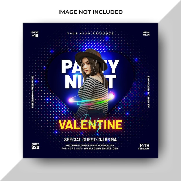 Feestavond Valentijn Flyer Social Media Sjabloon