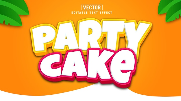 Feestcake 3d bewerkbare teksteffectvector met achtergrond