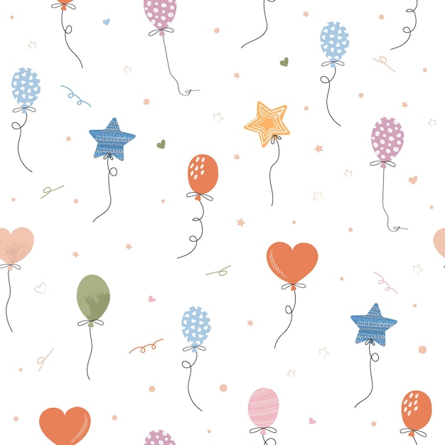 Feestelijk naadloos patroon met verschillende ballonnen voor het inpakken van achtergronden voor inpakpapier