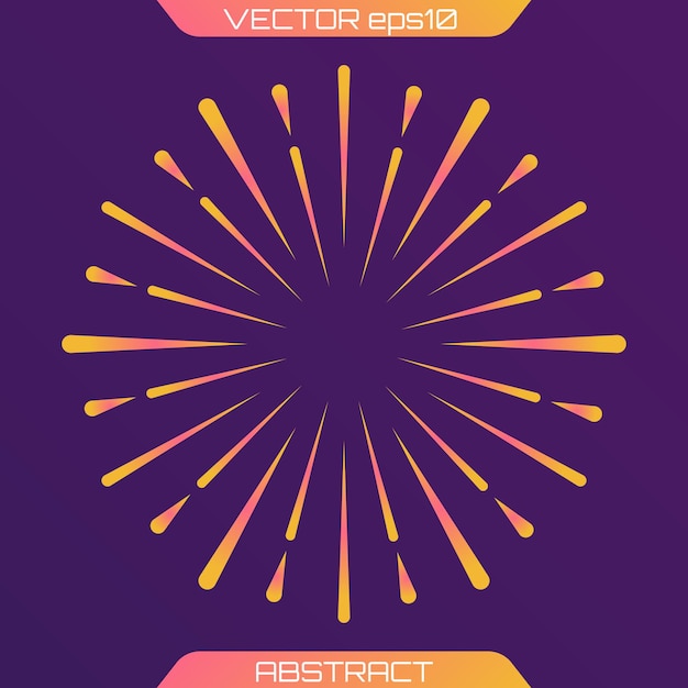 Vector feestelijk vuurwerk of confetti-explosie cirkelvormig geometrisch centrisch bewegingspatroon lichtstralen van burst stralen die uitstralen vanuit een centraal object of een lichtbron verloopvormen samenstelling vector