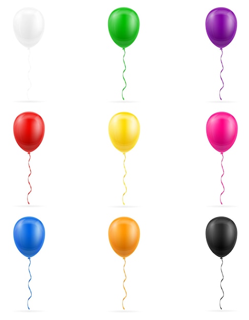 Feestelijke ballonnen gepompt helium met lint voorraad vectorillustratie