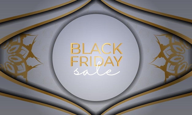 Feestelijke Baner Black Friday in beige kleur met vintage ornament