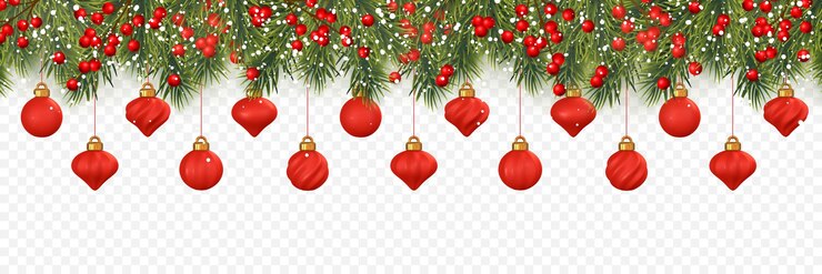 Vector feestelijke kerst- of nieuwjaarsachtergrond kerstboomtakken met hulstbessen en kerstballen vakantieachtergrond vectorillustratie