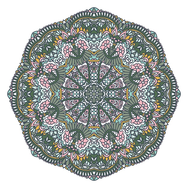 Feestelijke kleurrijke tribal etnische medaillon ingewikkelde vector filigraan sier psychedelische mandala art