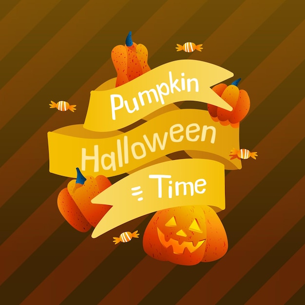 Feestelijke linten en thema van Halloween. Pompoenen. Halloween-banner