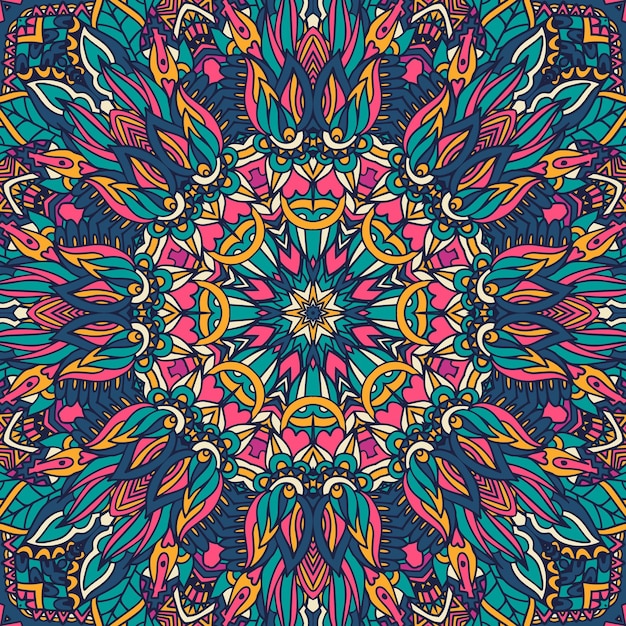 Feestelijke medaillonmandala boho-stijl ornamenten abstract geometrisch vector etnisch naadloos patroonontwerp