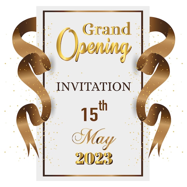 Feestelijke openingsuitnodiging 15 mei met lint en confetti