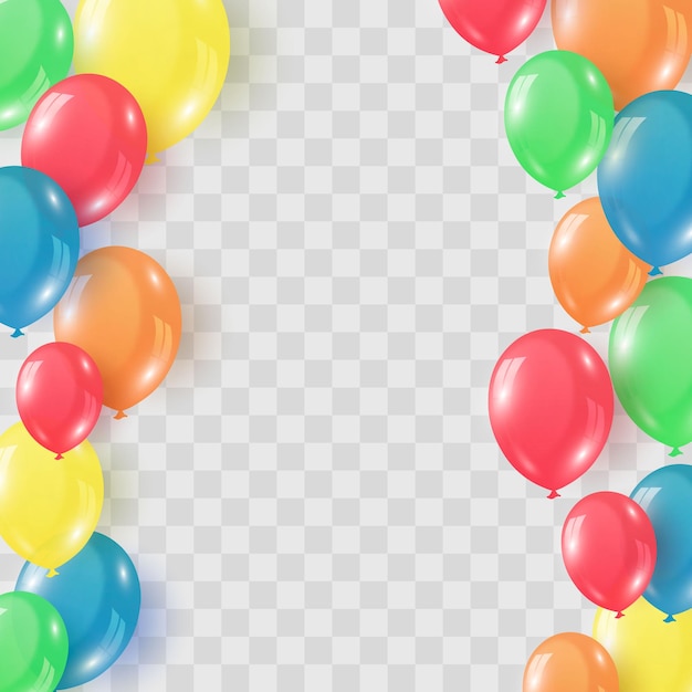 Feestelijke vector helium ballonnen, verjaardag ballon vliegen voor feest, vector viering banner, png