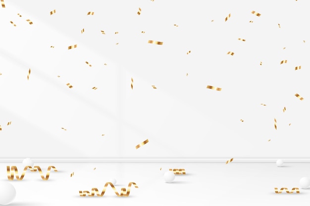 Vector feestthema met gouden confetti en lintelementen