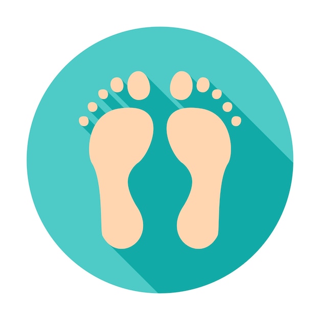 Vector feet circle icon. vector illustration with long shadow. medicine item.