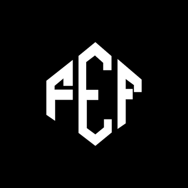 Вектор Дизайн логотипа fef с буквой в форме многоугольника fef с многоугольной и кубической формой fef с шестиугольной векторной формой логотипа белый и черный цвета fef монограмма бизнес и логотип недвижимости